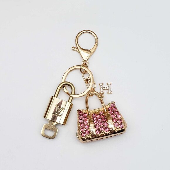 100% Auth Louis Vuitton Lock & Key with unbranded Bagcharm, Keycharm, Keychain - Picture 1 of 7